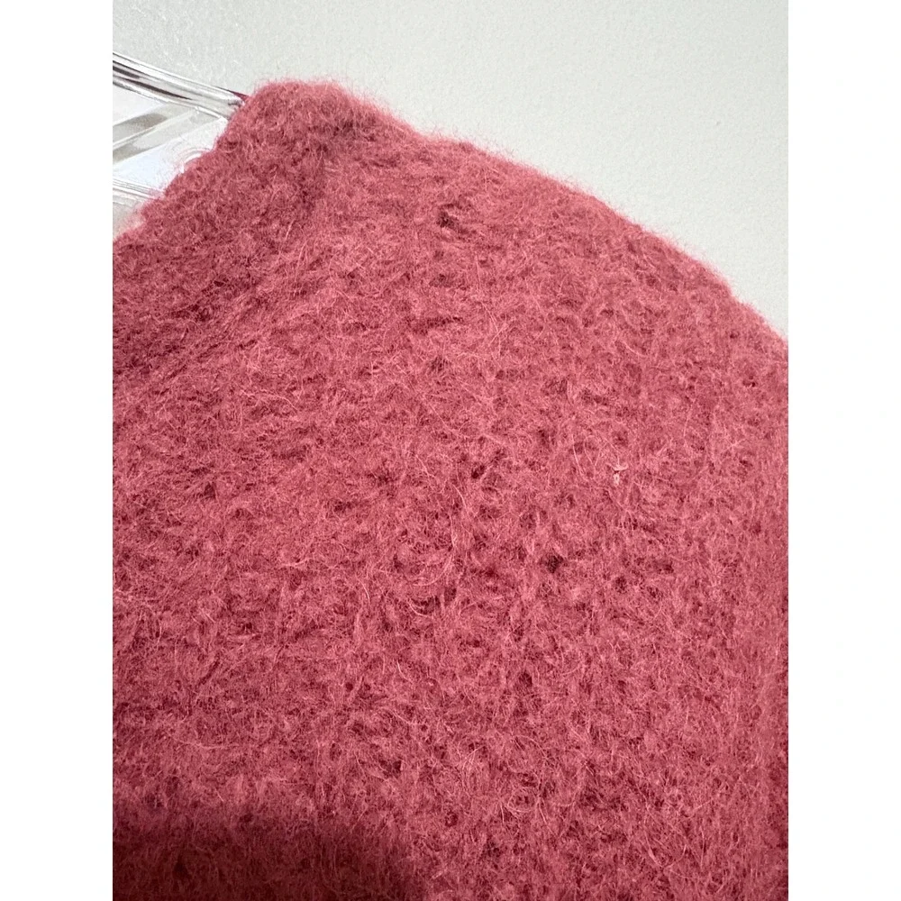 Free People Nightingale Cardigan Dusty Rose Fuzzy Alpaca Open Front Sweater Sz S